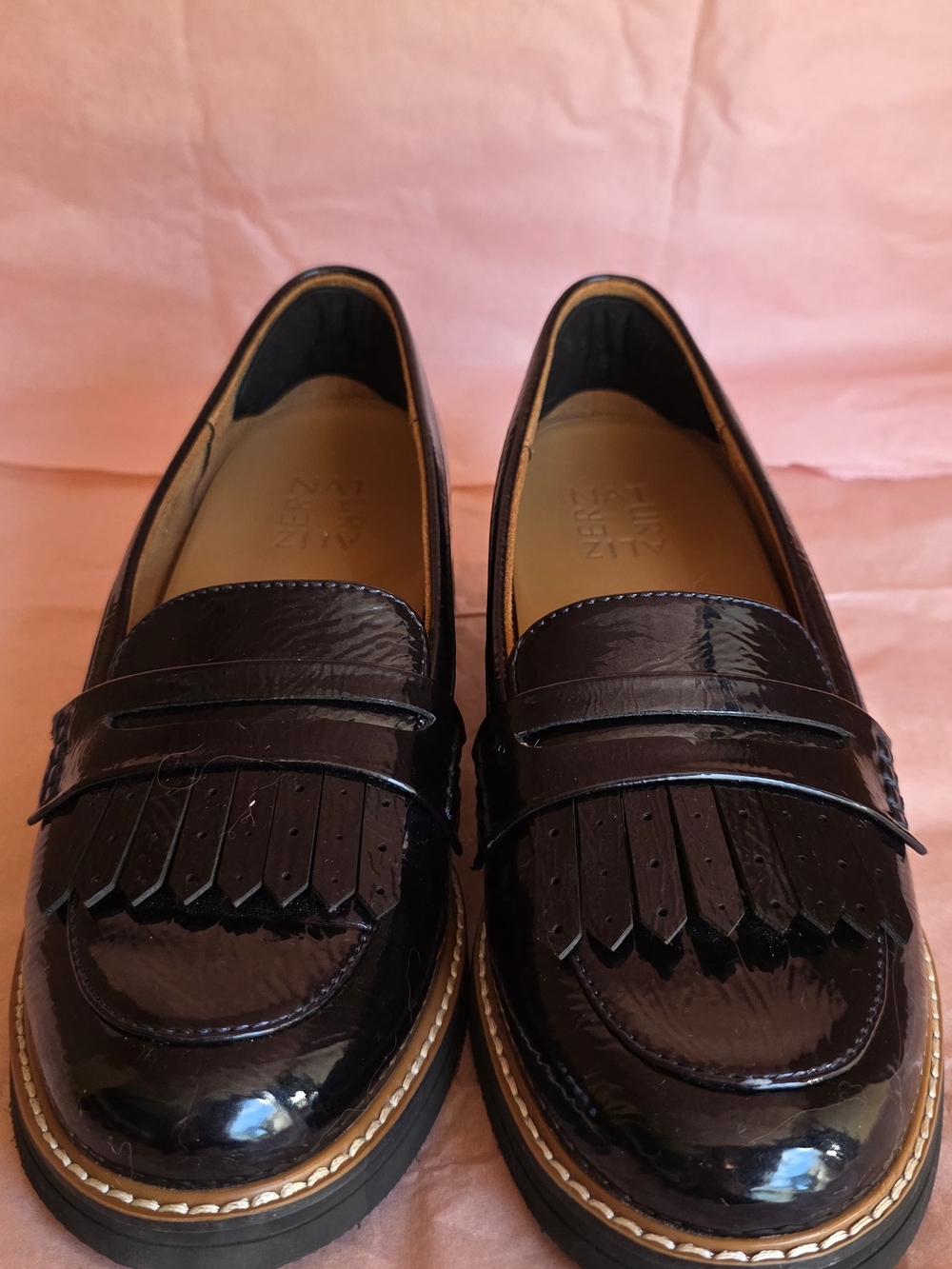 Naturalizer Women's Patent Leather Loafers in Blue Brown